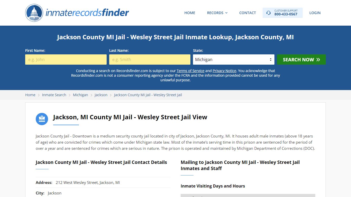 Jackson County MI Jail - Wesley Street Jail Roster & Inmate Search ...